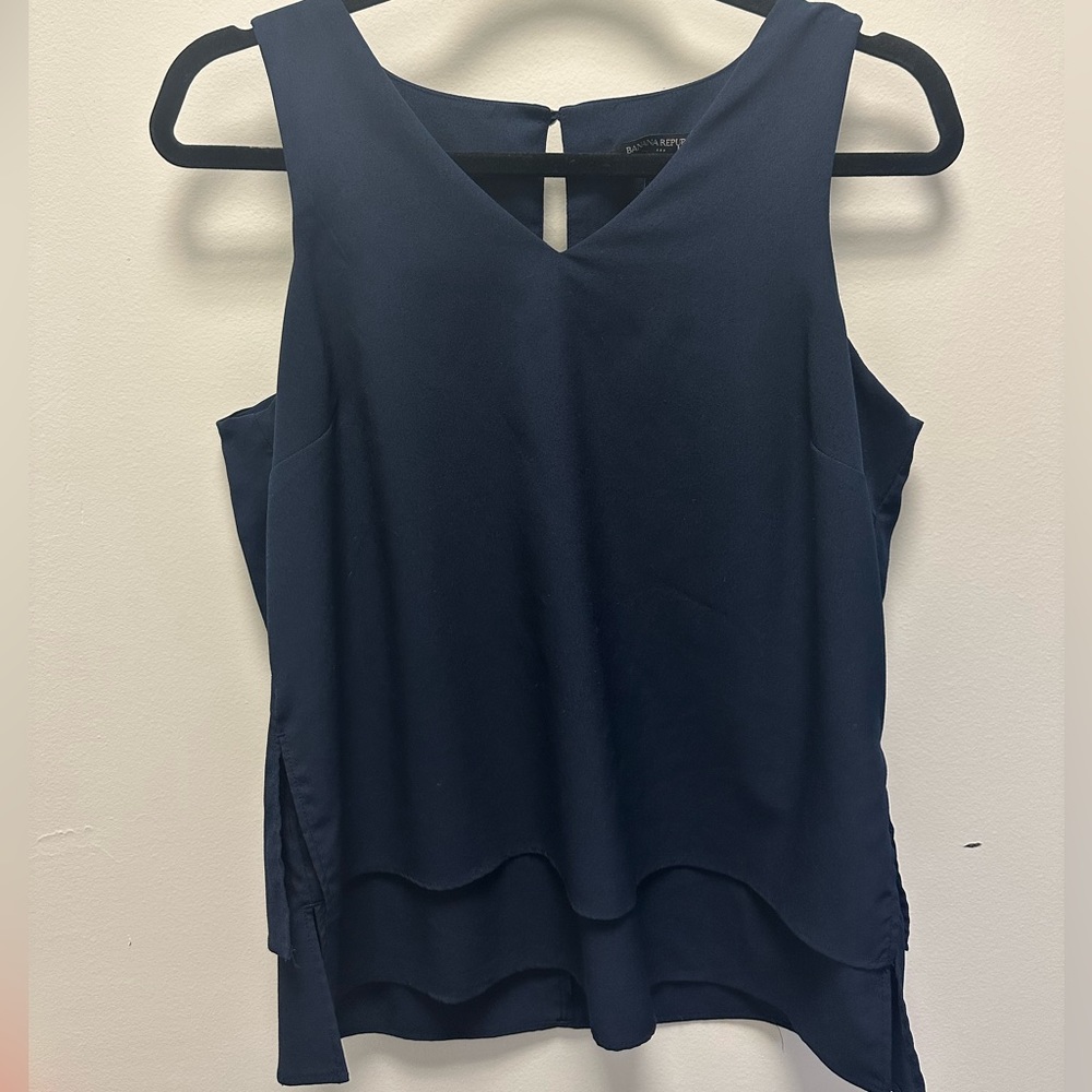 Banana republic layered tank blouse navy blue size S